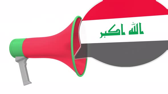 Loudspeaker and Flag of Iraq on the Speech Bubble