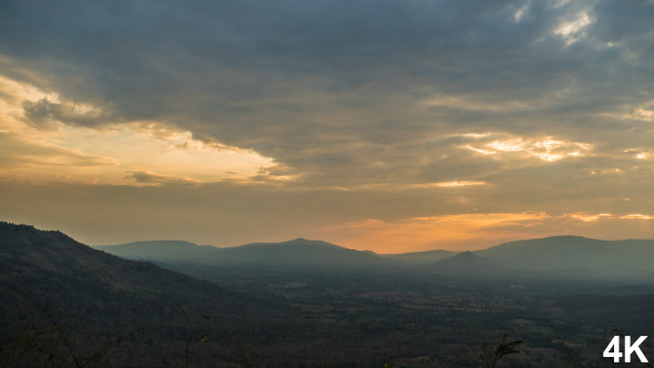 Mountain Forest Clouds In Evening