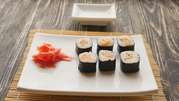 Tasty Maki Sushi Put In a Plate