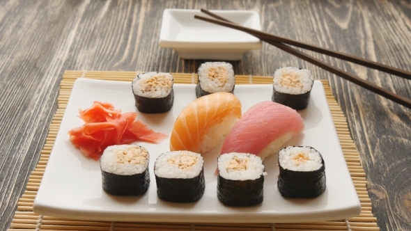 Tasty Maki Sushi Put In a Plate