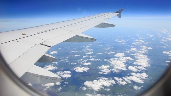 View From The Window Of An Airplane Flying