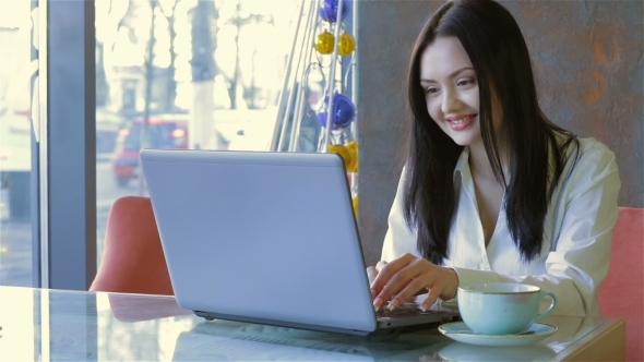 Girl Working And Ordering Food