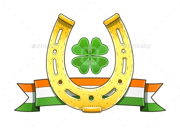 Saint Patrick's Day Symbols Horseshoe Flag
