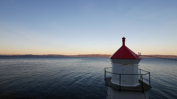Lighthouse Near a Fjord In Norway, Trondheim