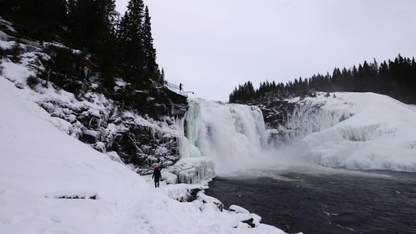Sweden Tännforsen Waterfall, Winter
