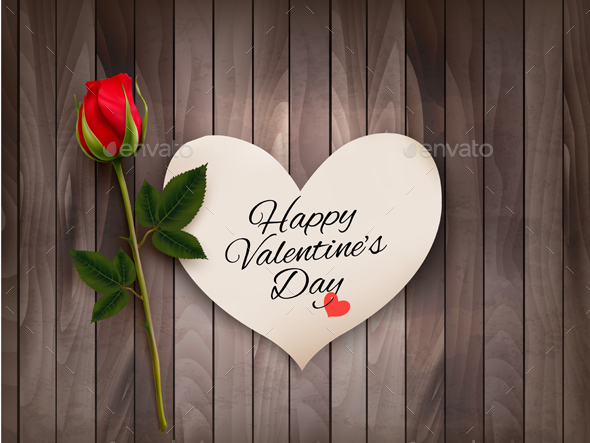 Happy Valentines Day Background With A Note On A Vector