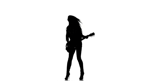 Girl Playing Guitar Silhouette 1