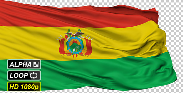 Isolated Waving National Flag of Bolivia