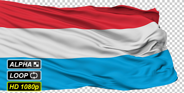 Isolated Waving National Flag of Luxembourg