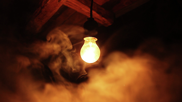 Bulb Flashes  in a Old Room with Smoke