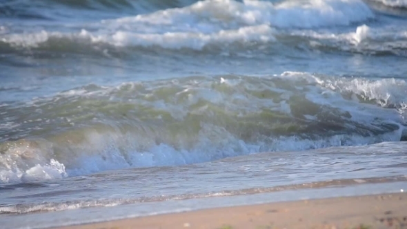 Beautiful Blue And White Wave Of The Sea In The Early Morning