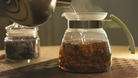 Brewing Kipany Tea In a Glass Teapot