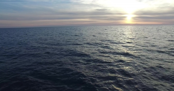 Aerial  View of Beautiful Sunset Above The Sea