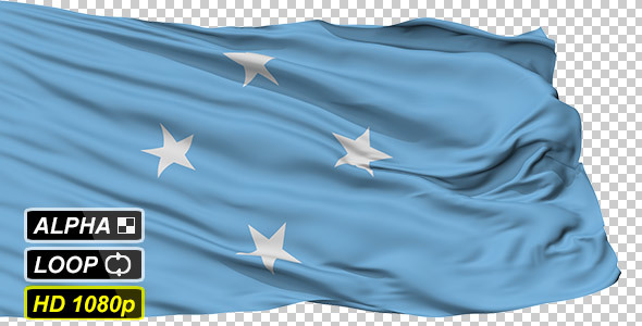 Isolated Waving National Flag of Micronesia
