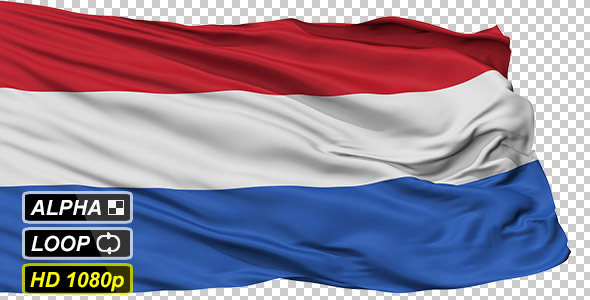 Isolated Waving National Flag of Netherlands Dutch