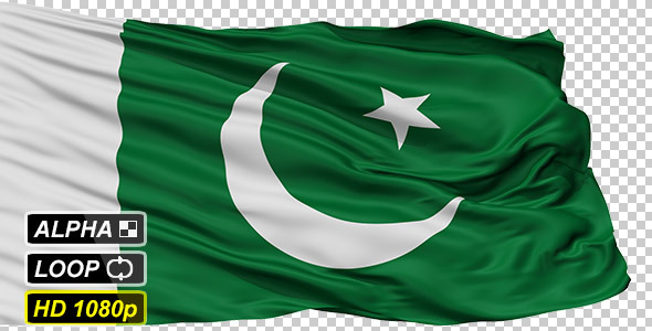 Isolated Waving National Flag of Pakistan