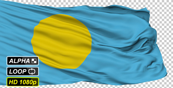 Isolated Waving National Flag of Palau
