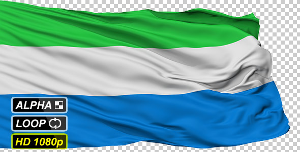 Isolated Waving National Flag of Sierra Leone