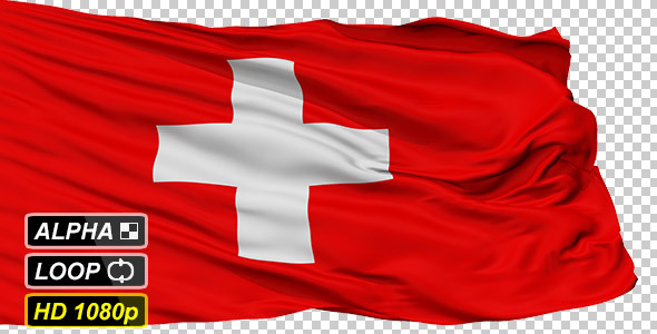 Isolated Waving National Flag of Switzerland