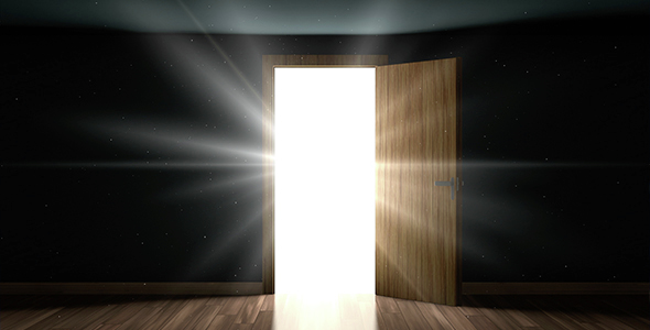 Light and Particles in a Room Through the Opening Door