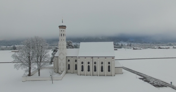 Aerial View of St. Coloman Church in Southern Germany