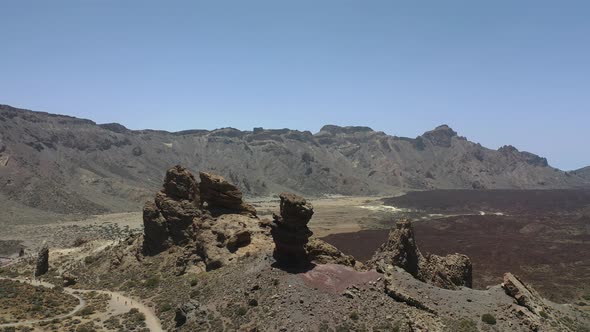 Tenerife, lunar landscape in the crater of the Teide volcano.