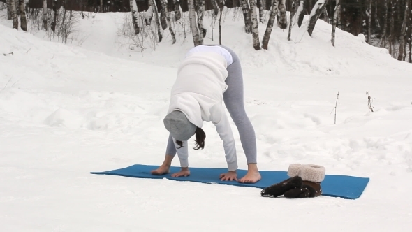 Winter Yoga Session In Beautiful Place