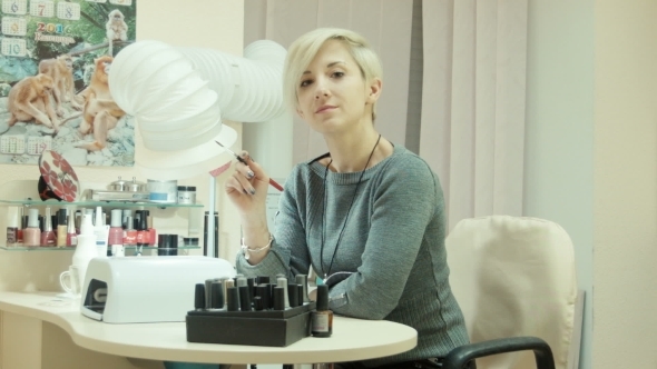 Stylish Trendy Woman Look At Camera In Salon