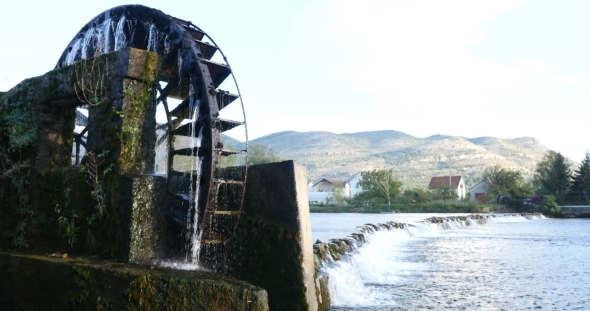 a Water Wheel To Lift Water For Irrigation Of Grape Fields