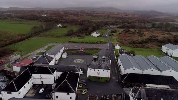 Flying Over a Scottish Whiskey Distillery in Islay