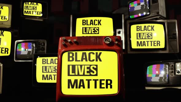 Black Lives Matter Logo and Retro Television Stack.