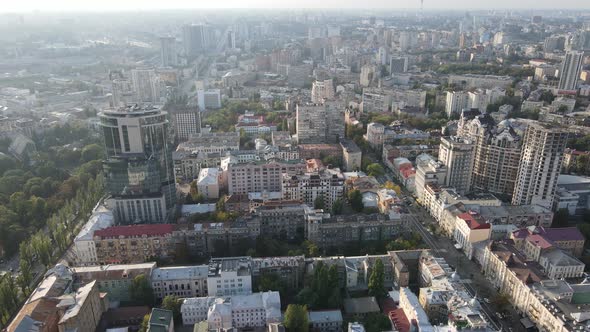 Cityscape of Kyiv, Ukraine. Aerial View, Slow Motion