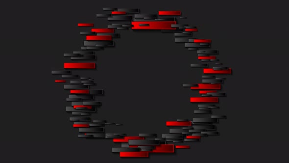 Abstract Black Red Circle Made Of Rectangles alt