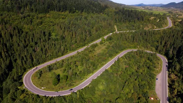 Curved Road in the Mountains