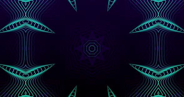 Abstract shapes moving in hypnotic motion against black background alt