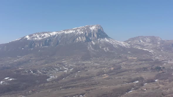 Mountain Stol by winter in Eastern Serbia 4K aerial video