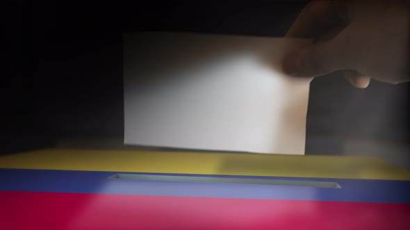 Digital Composite Hand Voting To National Flag OF Colombia  