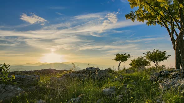 Sunrise with Mountain and Clouds