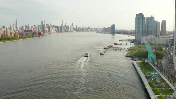 Aerial look on the Domino Park in Brooklyn