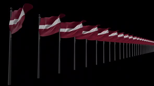 Row Of Latvia Flags With Alpha 2K