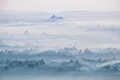 Watercolor view of foggy morning landscape. Hpa An, Myanmar - PhotoDune Item for Sale
