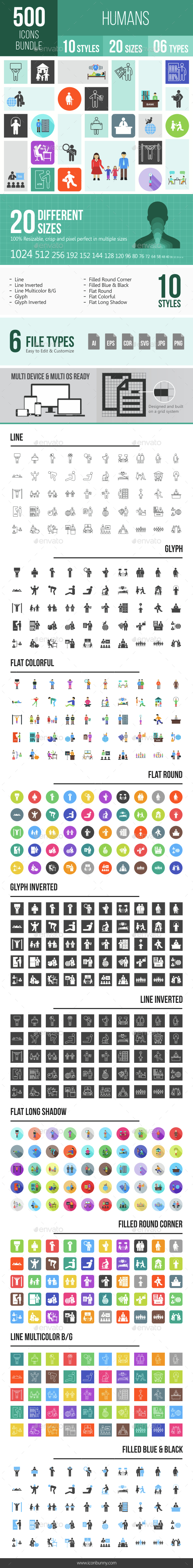 500 Humans Icons Bundle
