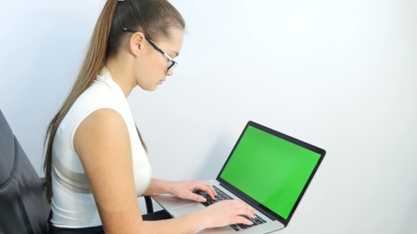 Business Woman Typing On Computer