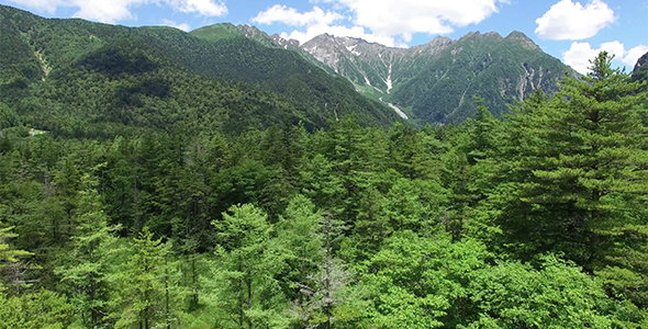 Japanese Mountain Alps Aerial View 