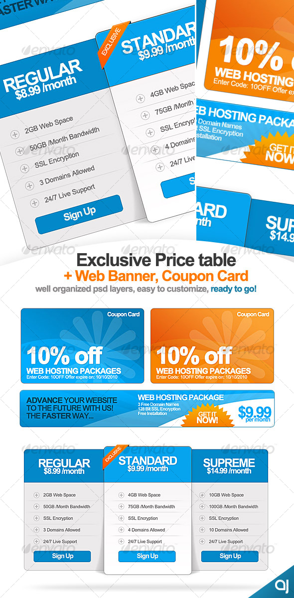 Exclusive Pricing Table + Web Banner & Coupon Card