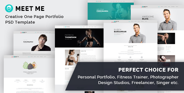 Meet Me - One Page Creative Portfolio PSD Template