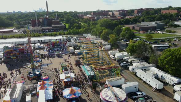 Aerial view of Minnesota State Fair 2021, rides