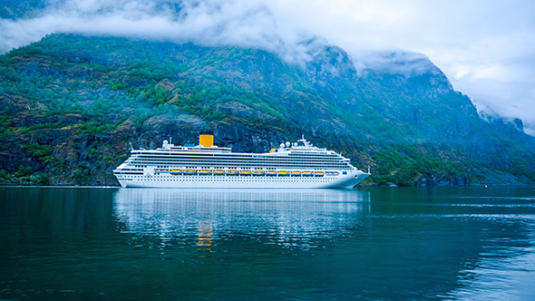 Cruise Liners On Hardanger Fjorden