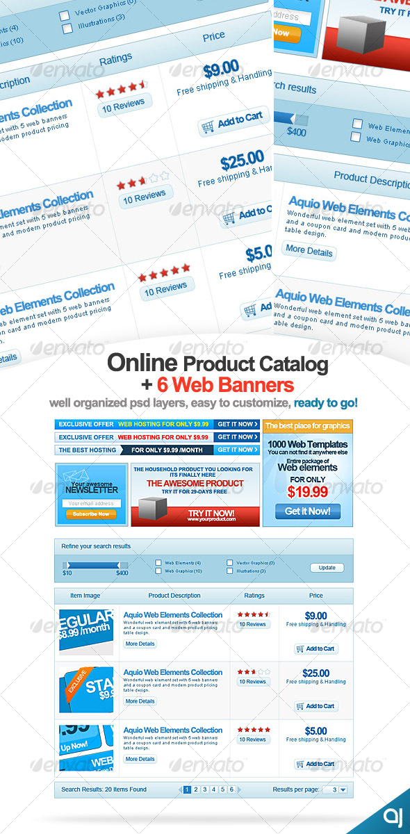 Online Product Catalog + 6 Banners