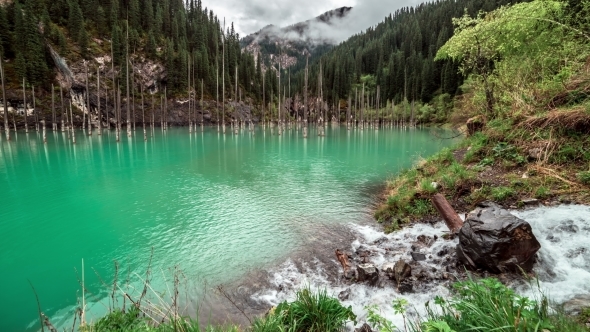  . Mountain River In The Lake Kaindy In Tyan-Shan Mountains.